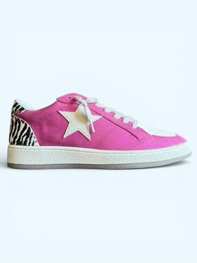 SHU SHOP Paz Hot Pink and White Star Sneakers • Size 8 • Women